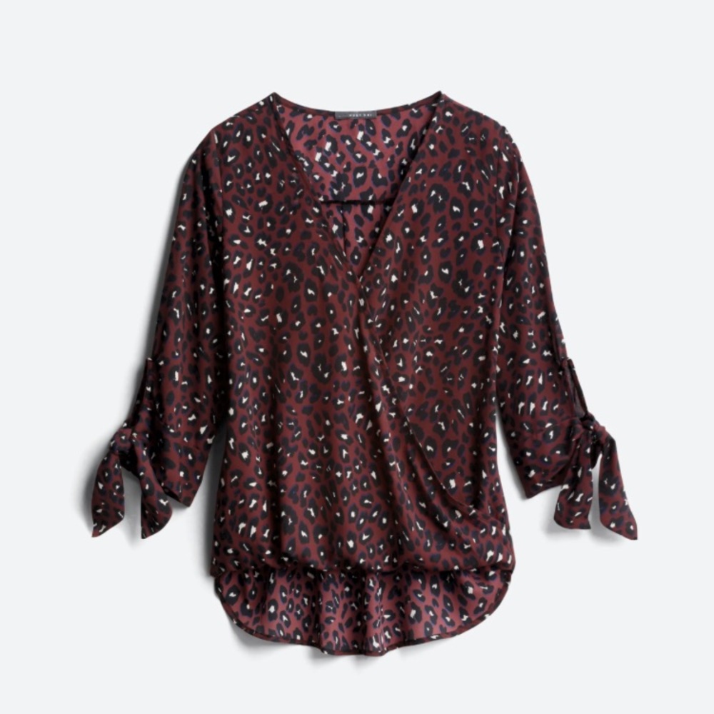West Kei Allan Surplice Tie Sleeve High Low Blouse